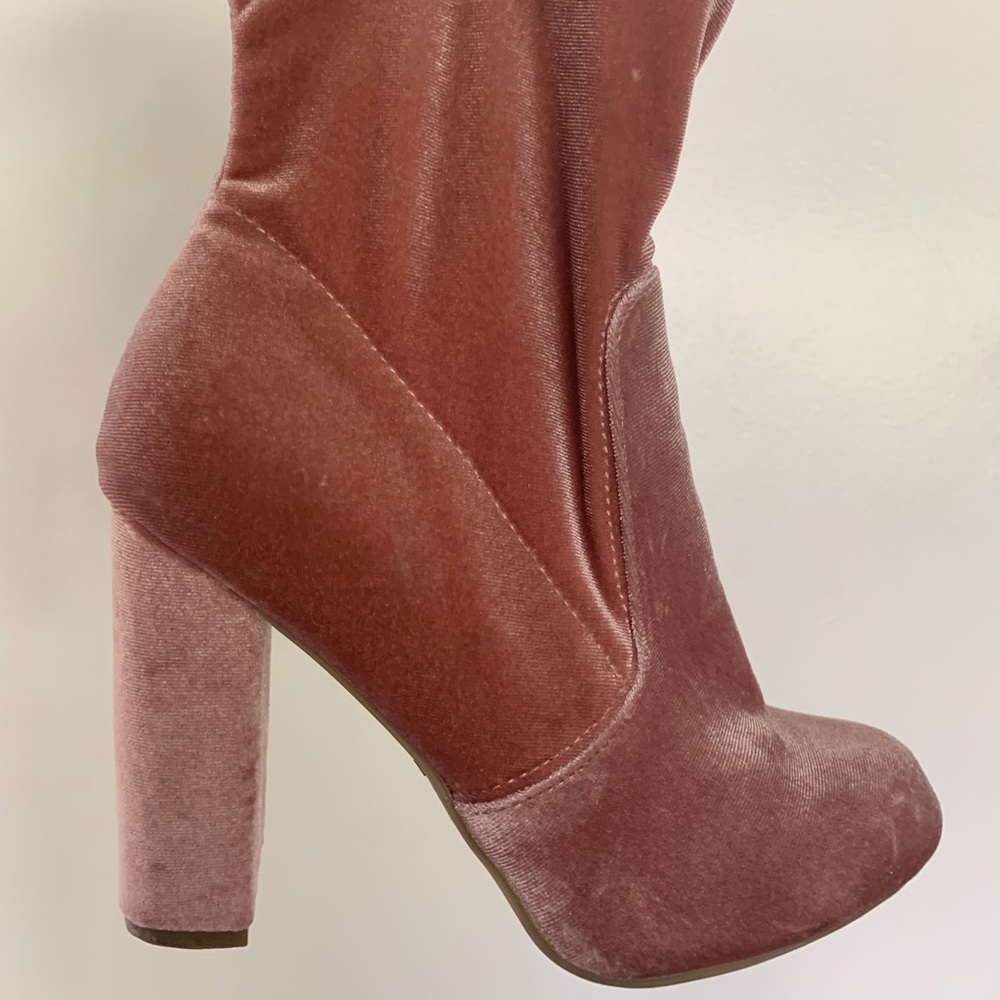 Crushed Velvet pink booties